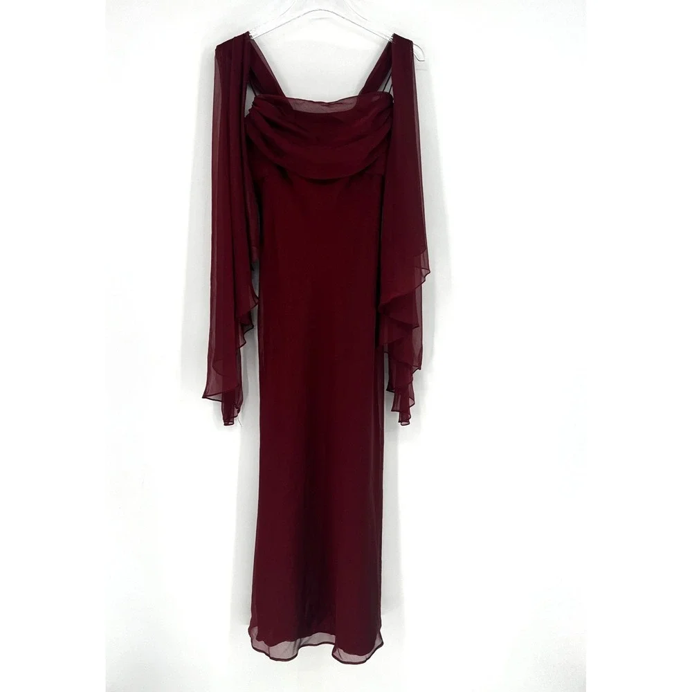 Vtg Betsy & Adam Y2K Prom Dress Women 6 Red Fairy 90s Empire Waist Maxi Ethereal